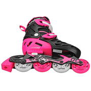 Roller Derby Tracer Adjustable Inline Skates for Kids, Medium 2-5, Black Pink, Buckle Closure, Polyurethane Wheels, I150GM