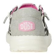 Hey Dude Wendy Cowgirl Sparkle Women's Casual Loafers, Lightweight Canvas with Elastic Laces, Removable Memory Foam Insole, Black/White, Size 7 M, 42718-066-W7