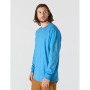 Carhartt Loose-Fit Heavyweight Logo Sleeve Graphic Long-Sleeve T-Shirt - Horizon Blue Heather - L