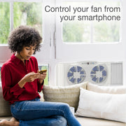 Lasko W09560 Electrically Reversible Twin Window Fan W/Bluetooth Technology, White