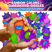 Power Your Fun Glitter Gobblers Blind Box Squishy Toys 6 Pack, Interchangeable Glitter-Filled Toys for Kids - 3 Years and Up