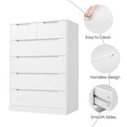Homfa HOS-PB-183 6 Drawer Vertical Chest of Drawers White Dresser, White