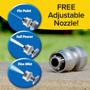 Pocket Hose Silver Bullet Expandable Garden Hose, 75 ft, 3/4 in, Lightweight with Lead-Free Aluminum Fittings and Turbo Shot Nozzle