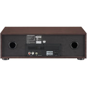 Crosley Fleetwood Retro Alarm Clock with Front-Loading CD Player, Bluetooth Stereo Speakers, FM Radio, Digital Alarm, Mahogany