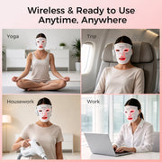 ARIVEA Red Light Therapy Mask with Red, Yellow, Blue, and Infrared Lights, Wireless Rechargeable Silicone Face Mask for Skin Rejuvenation SKB-2418