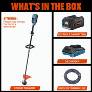 Senix 60V Max X6 Brushless Cordless String Trimmer, 16-Inch Cutting Diameter, Variable Speed, Lightweight Aluminum Shaft, 3Ah Battery and Charger Included
