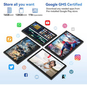 ZONKO Tablet Android 13 Tablet 10 Inch Android Tablet with Keyboard,5G WiFi Tablet,128GB ROM+16GB RAM (8+8Virtual) +1TB TF Expand,Octa-Core Processor,13MP+8MP Camera,Bluetooth,GPS,FHD Display,2 In 1 Tablet