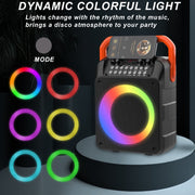 Kivdit FH0057 Bluetooth Speaker Karaoke Machine for Kids and Adults with 2 Wireless Microphones with RGB Lights