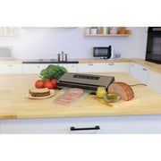 Nesco Deluxe Vacuum Sealer, 11.8-Inch Extra-Wide Seal, Dry and Moist Modes, Built-In Bag Cutter and Roll Storage, Silver, VS-101S