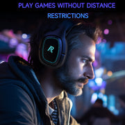 FFN Wireless Gaming Headset, 2.4GHz Ultra-Low Latency, Bluetooth 5.2, Noise-Canceling Microphone, 45H Battery, 3.5mm Wired Mode, Over-Ear, White, WMCATA700-W