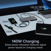 Plugable UD-7400PD USB-C Docking Station, Supports 5 Monitors, HDMI 2.1 8K and HDMI 2.0 4K, 3 USB-C DisplayLink Ports, 140W Laptop Charging, 2.5Gbps Ethernet, USB-A and USB-C Ports, Kensington Lock Slot