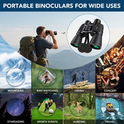 VAMOUT 20X50 Binoculars for Adults, High Powered, Waterproof, Low Light Vision, Compact, Black