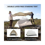 Naturehike Cloud-Up 2 Pro Backpacking Tent, Ultralight 3.97 lb, Waterproof 4000mm, Free Standing, Sand
