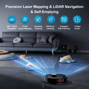 GOOVI Robot Vacuum and Mop, 11500Pa Suction, 360 LiDAR Navigation, Self-Empty Station with 3.5L Dust Bag, Pet Friendly, 180-Minute Runtime, D13SMAX