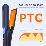 InGlam HS0118 Infrared Flat Iron Hair Straightener, 1.75 in Wide Titanium Plates, Ionic Technology, 11 Temperature Settings, Prussian Blue