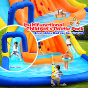 WELLFUNTIME Inflatable Water Park with Double Slide, Climbing Wall, Large Splashing Pools, Water Bucket, Bounce House with Blower