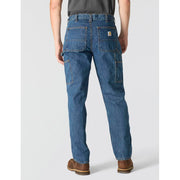 Carhartt Men's Loose Straight Denim Dungaree Jeans, Canal Medium Wash, 48W x 32L, 100% Cotton, Utility Pockets, Hammer Loop, 104941