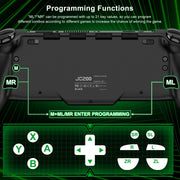 Daenfyy Switch Controller, One-Piece Joypad with Programmable Back Keys, Dual Motor Vibration, Illuminated Joysticks, Black, JC201