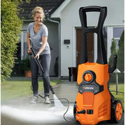 HOMSHADE 1500W Electric Pressure Washer 4200PSI with Adjustable Nozzle Angle Portable High Pressure Washer Cleaning Machine for Cars Driveways Fences Patios Home Cleaning - Orange