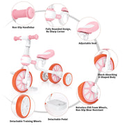 XJD BP206 3 in 1 Trikes for Toddler Tricycles Baby Bike, Pink