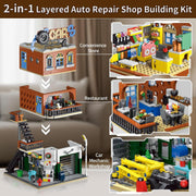 GZBrick Cities Repair Shop Building Blocks, 1637PCS, Multicolor, Compatible with Lego Street View Construction