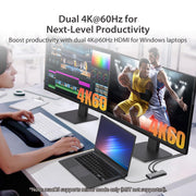 j5create Flexible Ports USB-C Dual 4K60 HDMI Hub Pro 12 in 1, Space Grey, 100W Power Delivery, Gigabit Ethernet, SD/microSD Card Reader, JCD367