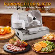 Valley Sportsman Electric Food Slicer, 7.5 Inch Stainless Steel Blade, 180W Motor, Adjustable Thickness 0-15mm, Aluminum Body, Silver, 1A-FS222