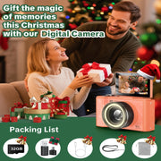 W & O Q5 Point & Shoot Digital Camera, 64MP, 4K UHD Video, 180 Flip Screen, Built-In Ring Light, 16X Digital Zoom, Orange