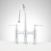 Signature Hardware AF1033-5B-CS-C Pull-Down Bridge Kitchen Faucet w/ cylindircal modern spray head - max 1.8gpm - 30