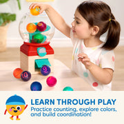 Battat Count & Roll Gumballs Educational Toy, 11 Piece Multicolor Set with Wooden Base