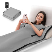 Naipo Infrared Sauna Blanket Portable Home Sauna with Adjustable Temperature and Timer, Grey, 6 ft x 2.6 ft, FUL-8207