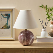 Home Dcor Collection Accent Table Lamp, Dark Red Marble Ceramic Base, Linen Empire Shade, 12.5 in, UBD666170517034