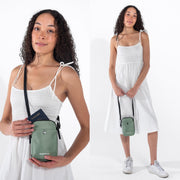 Sherpani Simplicity Anti-Theft Crossbody Wallet, RFID Protection, Water-Resistant Recycled Nylon, Adjustable Strap, Gunmetal Hardware