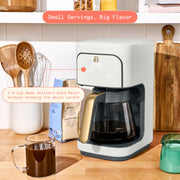 Made By Gather Beautiful 12-Cup Programmable Drip Coffee Maker, White Icing, Glass Carafe, 1200W Brewing System, 29456