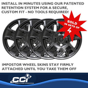 Coast To Coast Impostor Automotive Wheel Cover, 17 Inch, Gloss Black, 5 Spoke, Snap-On Retention, ABS Plastic, Set of 4