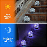 Mehoom Solar Globe Lights Outdoor, 4 Pack, 30 LED Cracked Glass, Waterproof IP65, Warm Yellow, Garden Patio Yard Landscape Lighting