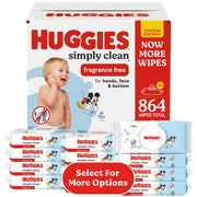 Huggies Simply Clean Unscented Baby Wipes, Hypoallergenic, Paraben-Free, Alcohol-Free, 12 Flip-Top Packs, 864 Count, Disney Packaging, 58568