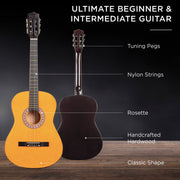 Best Choice Products Acoustic Guitar Kit, 38in Beginner Nylon String Guitar with Gig Bag, Strap with Pick Holder, Extra Strings, Capo, Matte Black, SKY10882