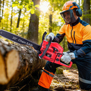 HUSGW Two-Stroke 58CC Gas Chainsaw, 2200W Power, 20-Inch Stainless Steel Guide Bar, Safety Brake, Soft Leather Handle, Complete Accessory Kit