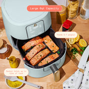 Made By Gather Beautiful 6 Qt Air Fryer with TurboCrisp Technology, EverGood Ceramic Nonstick Coating, Sage Green, 29457