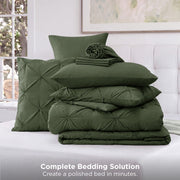 U by Bedsure Queen Comforter Set, Olive Green, 7-Piece Pinch Pleat Bedding with All Season Comforter, Sheets, Pillowcases, and Shams