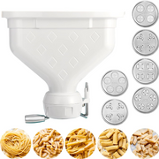 Wiselet 6-Piece Pasta Attachment for Kitchenaid Stand Mixer, Home made Pasta Press Attachment with 2 Feed Po