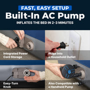 Bestway SleepSupport Full Air Mattress, 12 in Thick, Built-in AC Pump, Durable Internal Beams, Storage Bag Included