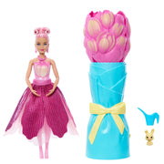 Mattel Barbie Petal Pop Scented Fashion Doll with Pink Tulip Dress, Water Reveal, Accessories Including Bunny and Necklace, JMF57