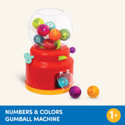 Battat Numbers & Colors Gumball Machine Educational Toddler Toy with 10 Colorful Number Balls, Red, BT4674Z