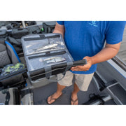 Evolution Outdoor Big Bait Bag, Roll-Up Soft Tackle Bag with Durable Tarpaulin, Four Clear Gusseted Pockets, Weep Holes, Black and Gray, 14in x 29.5in, 31059-EV
