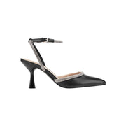 Unisa Women's Sebi Pointed Toe Dress Heels with Adjustable Ankle Strap, Black Synthetic Leather, 2-Inch Mid Heel