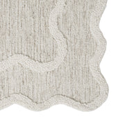 My Texas House Stella Ivory Scallop Wool Indoor Area Rug, 24 x 36 Inches, Handmade, Stain Resistant, Low Pile