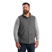 Berne Men's Heartland Sherpa-Lined Washed Duck Vest, Cedar Green, 2X-Large Tall, V818CDGT520