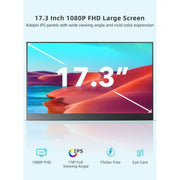 UPERFECT K01 Portable Monitor for Macbook 1080P FHD HDR IPS Computer Display Screen HDMI USB 17.3 inch